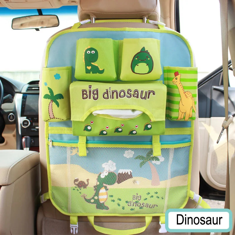 Cartoon Lion Car Seat Back Organizer - Multi-Pocket Travel Bag for Kids