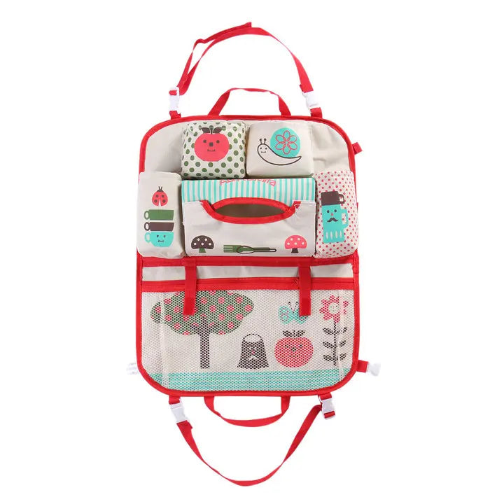 Cartoon Baby Car Seat Back Storage Bag | Large Capacity Toddler Organizer