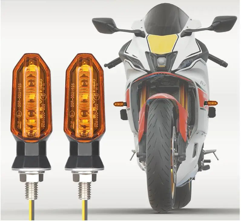 8mm Mini LED Motorcycle Turn Signal Lights Amber Flashing Blinker Lamp 12V