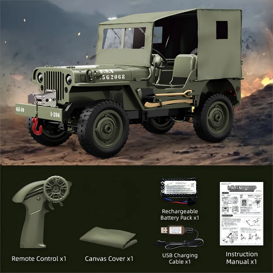 JJRC C8815 1/10 4WD RC Military Jeep style Truck RTR Off-Road Crawler upto 100m