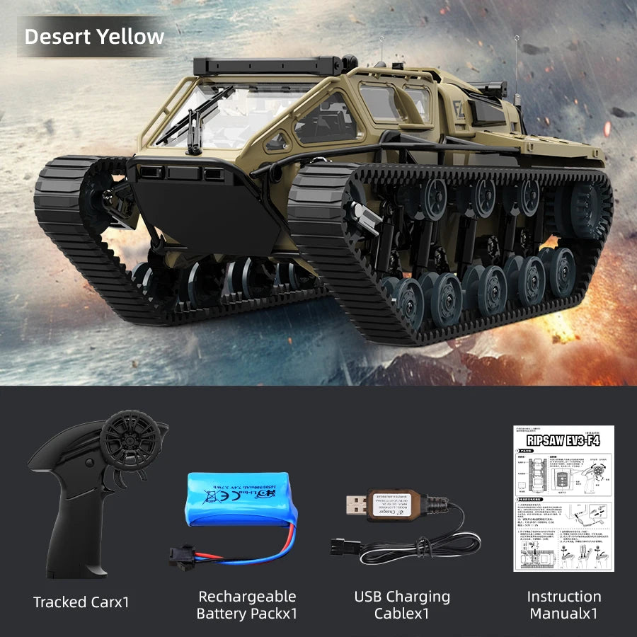 JJRC C8812 6CH RC Tank Tracked Car 2.4G 4WD Drift Off-Road Vehicle w/ LED Lights