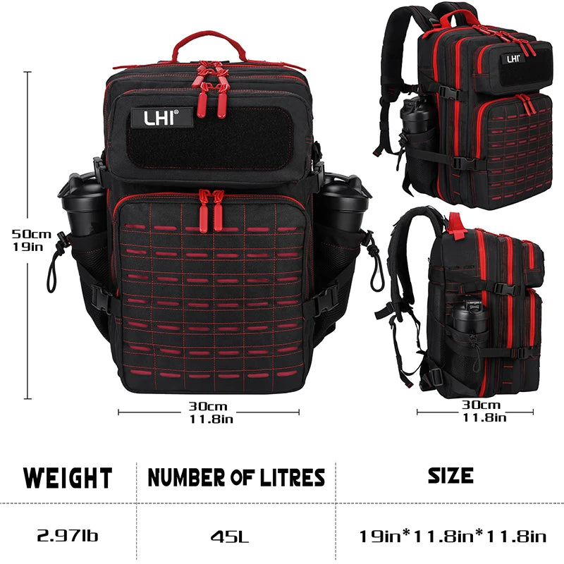 25L 35L 45L Backpack Tactical Gym Fitness Sports Travel Daypack Bag Molle