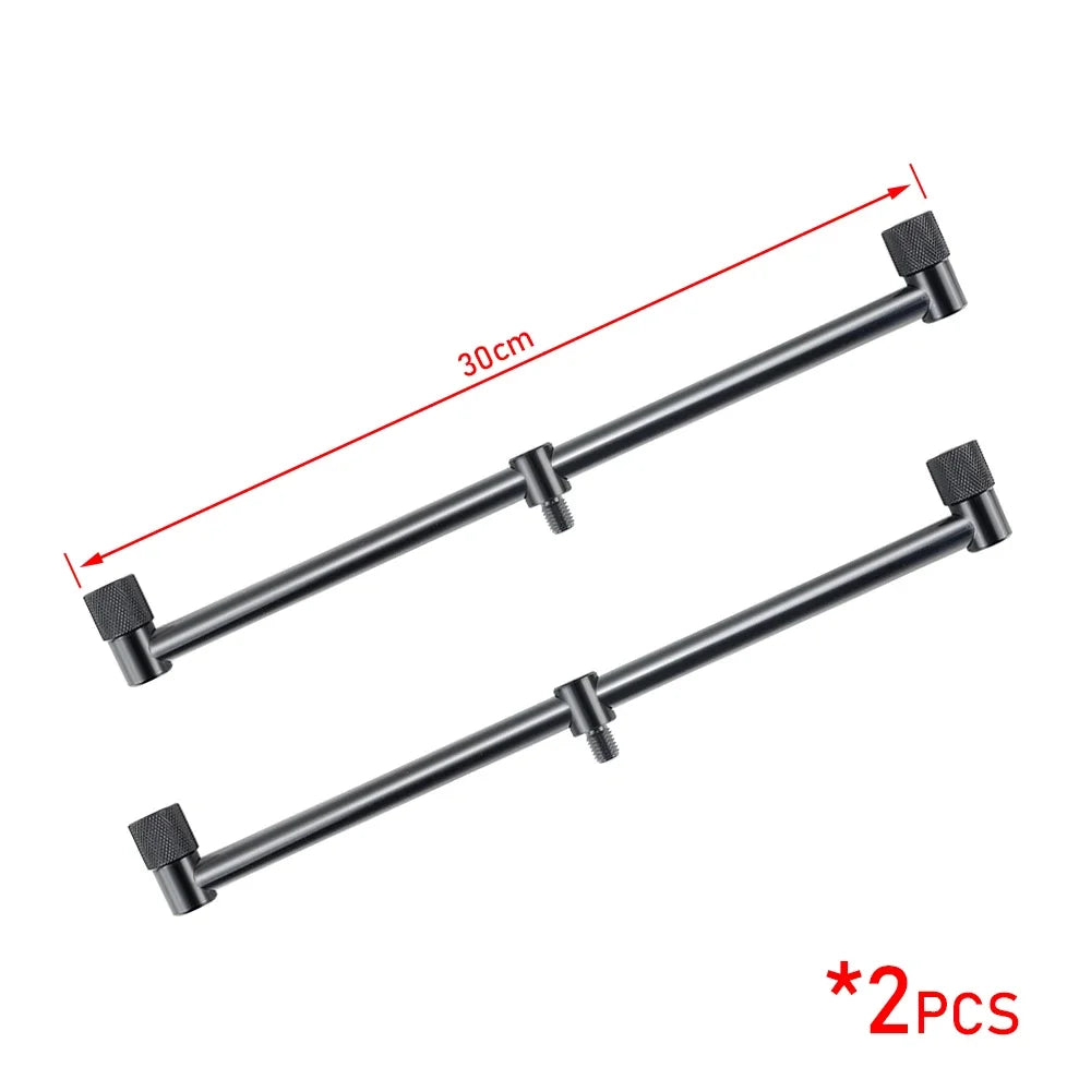 2x Carp Fishing Buzz Bars 20/25/30cm Black for 2 Rods Bank Stick Tackle