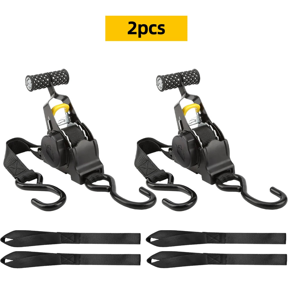 Retractable Ratchet Strap Auto Tie Down Load for Car Van Trailer Motorcycle