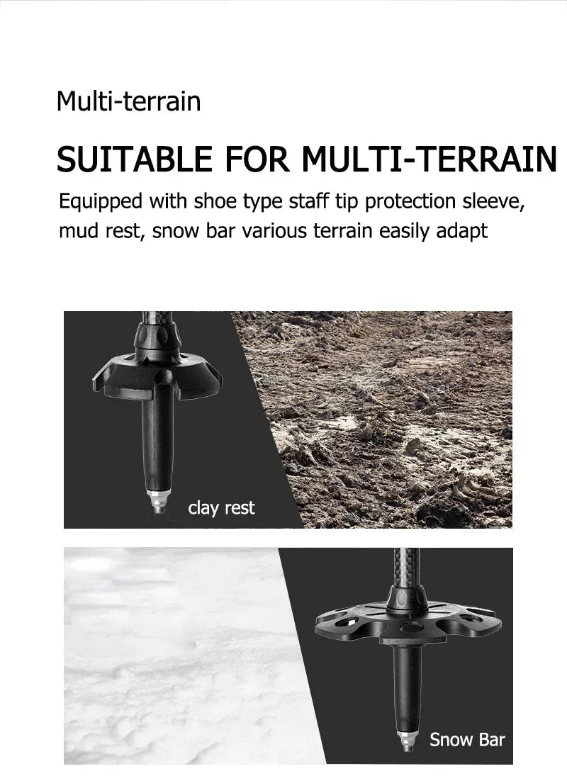 Naturehike Ultralight Carbon Trekking Pole 3-Section Folding Hiking Stick 193g