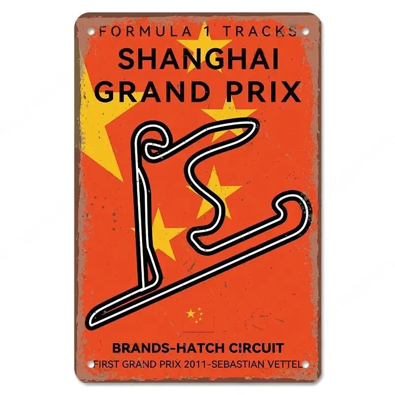 Vintage Race Track Metal sign F1 Aluminium Plaque Garage, Mancave, Home, Office