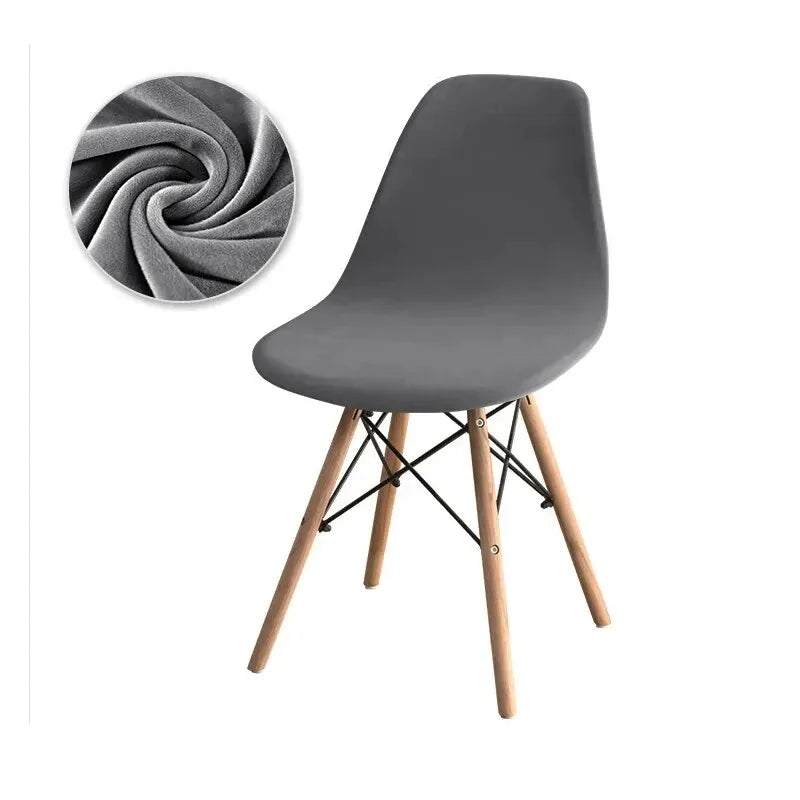 Velvet Shell Chair Cover - Stretch Armless Dining, Home, Wedding, Banquet, Hotel