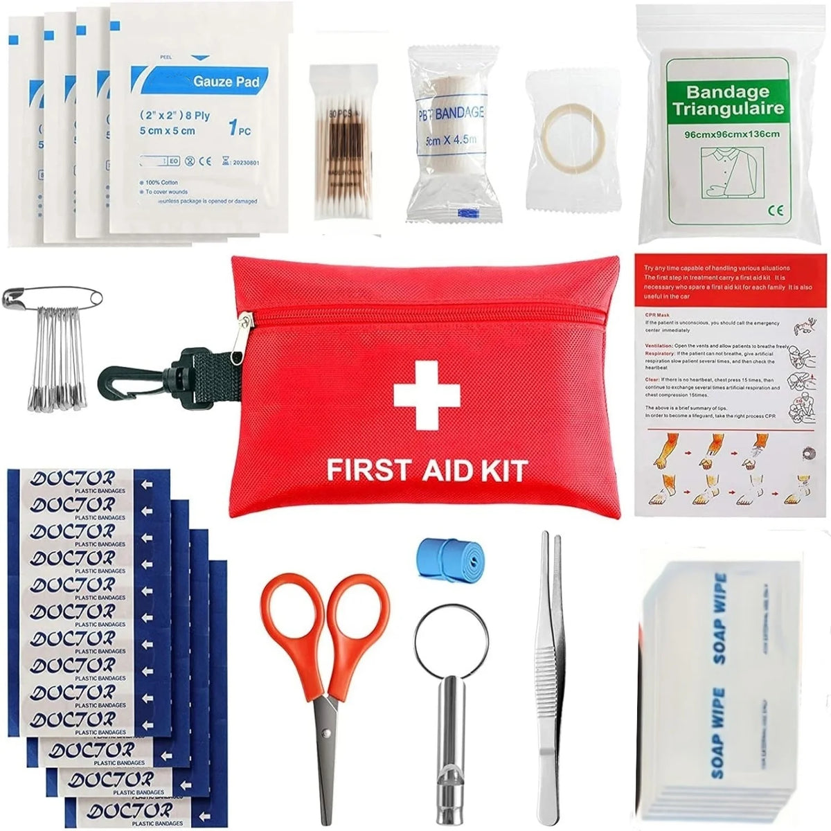 First Aid Kit Complete 92/104/284 Pieces – Compact & Water-Resistant Case