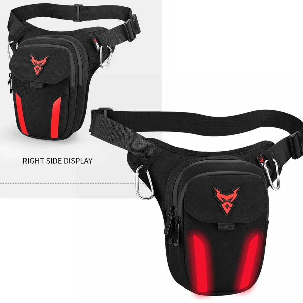 Waterproof Motorcycle Drop Leg Bag with LED Light - Moto Pack for Outdoor Sports