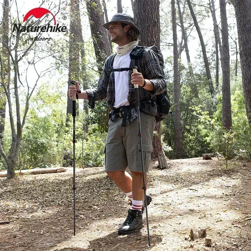Naturehike Ultralight Carbon Trekking Pole 3-Section Folding Hiking Stick 193g