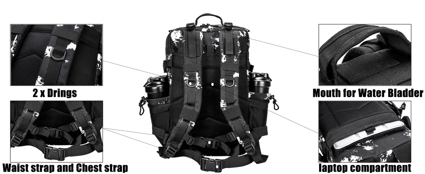 25L 35L 45L Backpack Tactical Gym Fitness Sports Travel Daypack Bag Molle