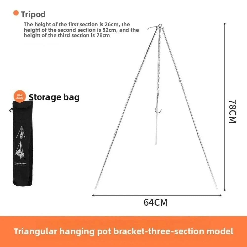 Camping Campfire Tripod Hanging Pot Cooking Aluminum Alloy