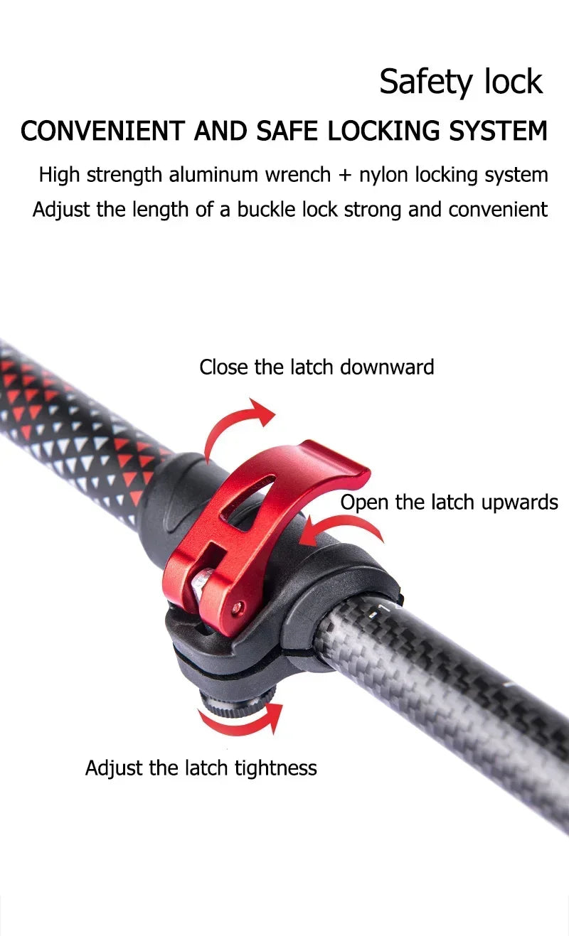 Naturehike Ultralight Carbon Trekking Pole 3-Section Folding Hiking Stick 193g