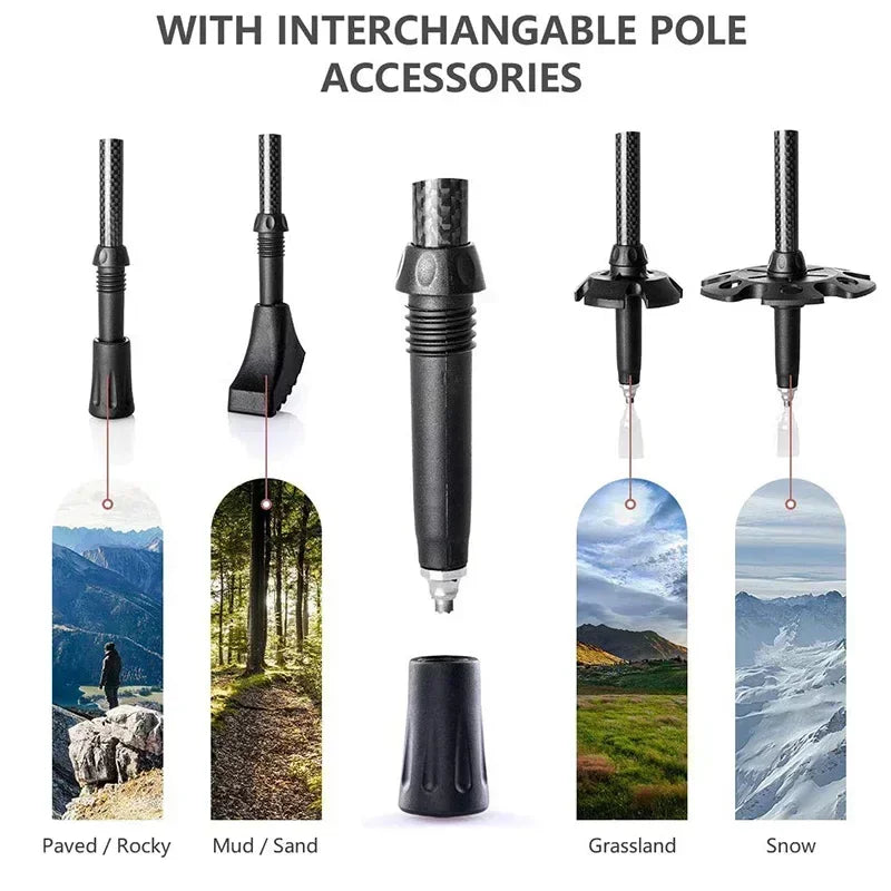 Naturehike Ultralight Carbon Trekking Pole 3-Section Folding Hiking Stick 193g