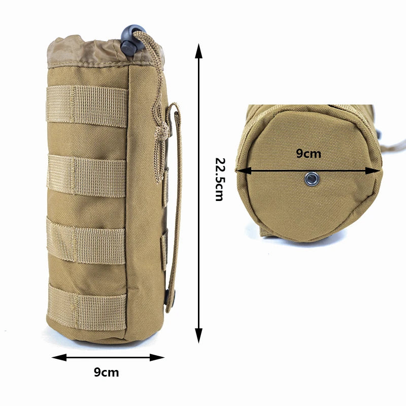 Tactical Water Bottle Bag MOLLE 600D Nylon Khaki Pouch Outdoor Hiking Airsoft