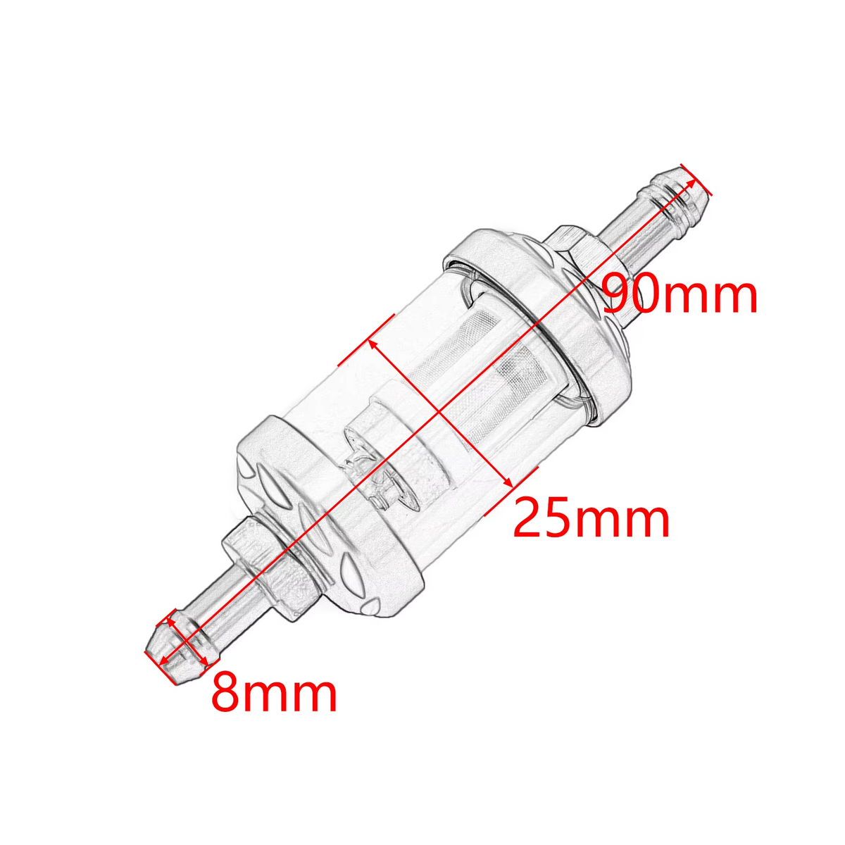 Motorcycle 8mm CNC Fuel Filter Glass Hose Kit ATV Dirt Bike Universal