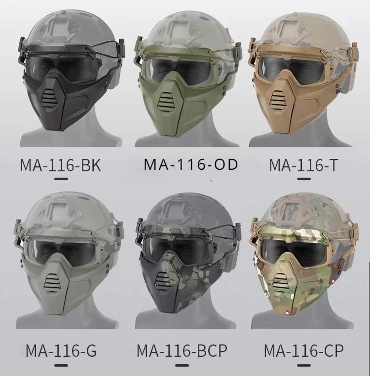 Airsoft Paintball Mask & Goggles Set Half Face Tactical Halloween Eye Protection
