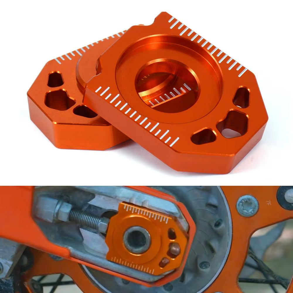 CNC Rear Chain Adjuster Axle Blocks KTM SX EXC XCW XCF 85-530 2000-2023 Orange
