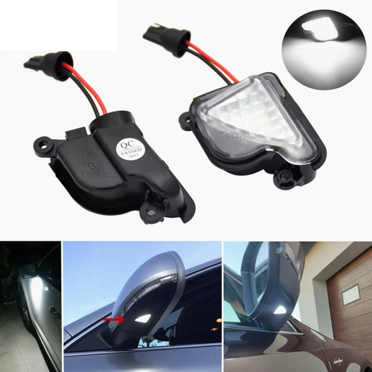 2Pcs 6000K White LED Under Side Mirror Light Puddle Lamps for Skoda Octavia Superb