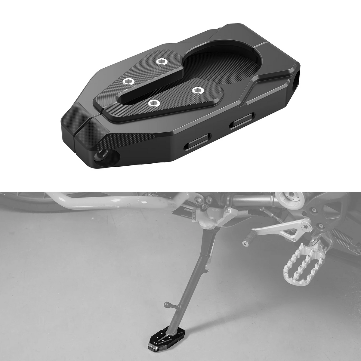 BMW R1250GS R1200GS Kickstand Pad CNC Side Stand Extension Plate 2016–2023