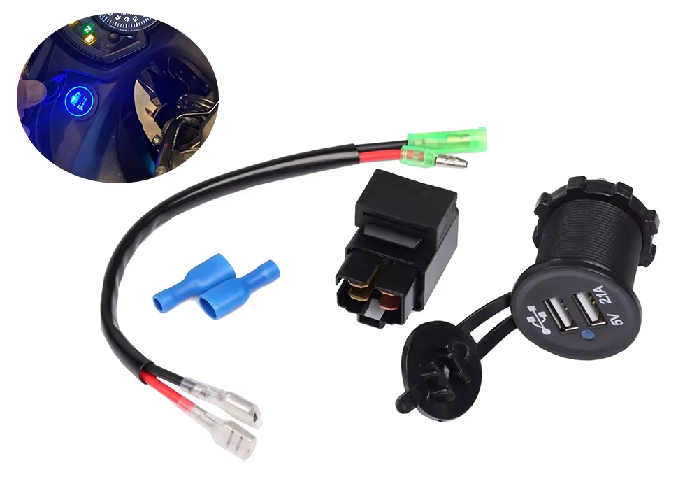 USB Charger with Relay for Kawasaki Versys 650 1000 X300 Ninja 400 650 2023