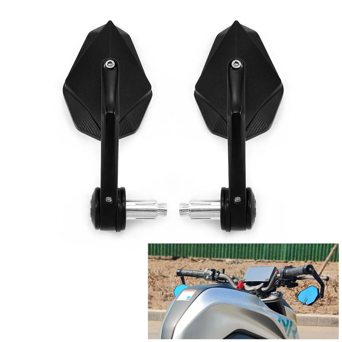 Pair Aluminium 7/8"  Motorcycle Rearview Mirrors for Handlebar, Universal Fit
