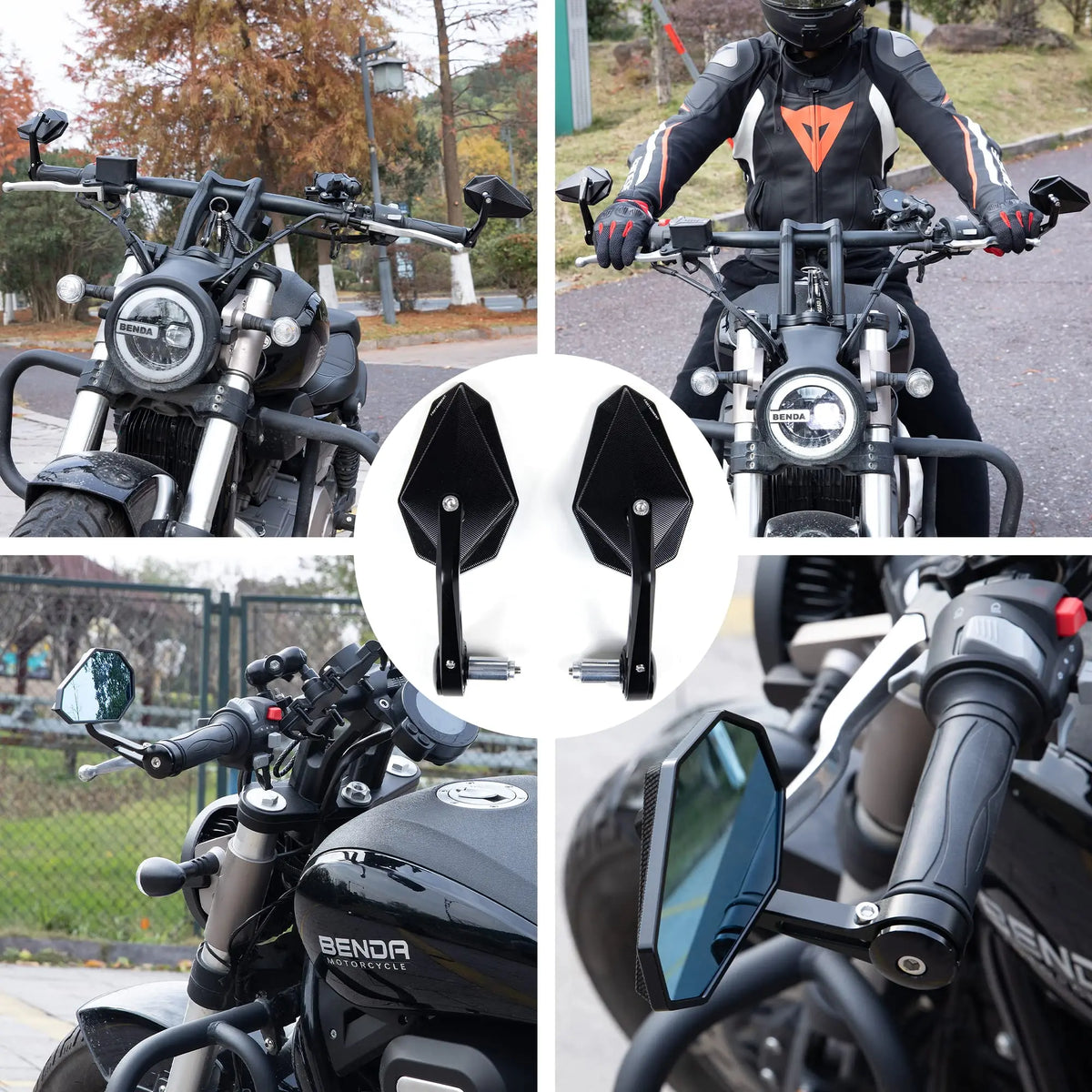 Pair Aluminium 7/8"  Motorcycle Rearview Mirrors for Handlebar, Universal Fit