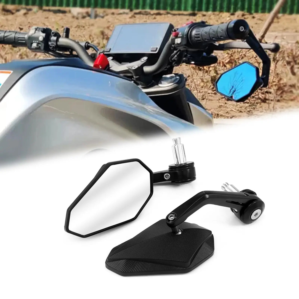 Pair Aluminium 7/8"  Motorcycle Rearview Mirrors for Handlebar, Universal Fit