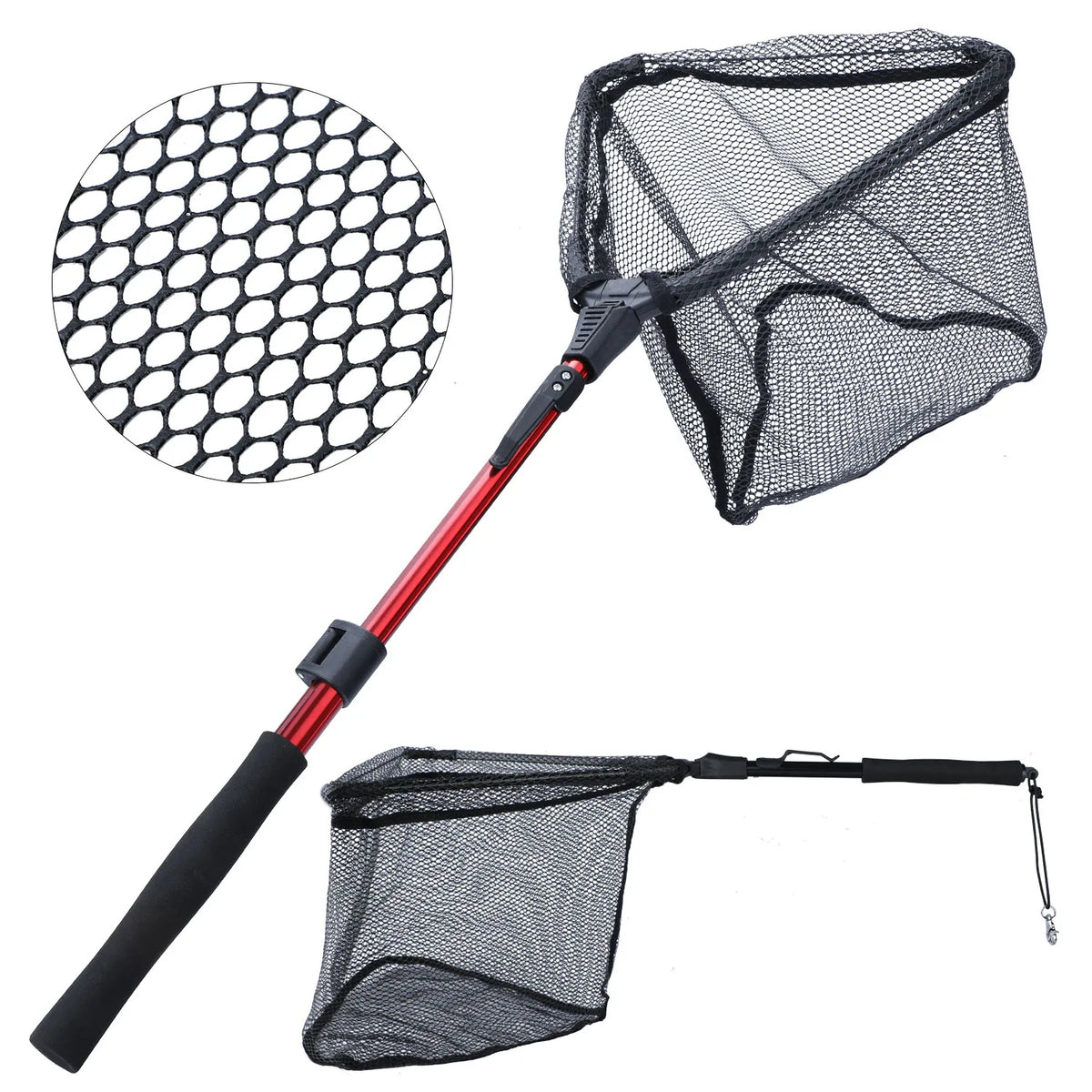 65-112cm options, Folding Telescopic Fishing Landing Net, Retractable Scoop