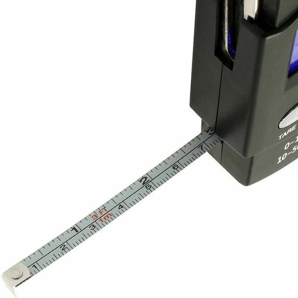 110lb/50kg Digital Fishing Scale, LCD Display & Measuring Tape, Stainless Hook