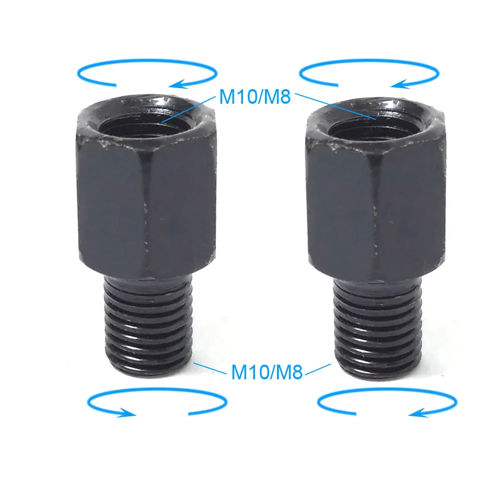 Black Motorcycle Mirror Adapters M10 M8 Right/Left Thread Conversion for Mirrors