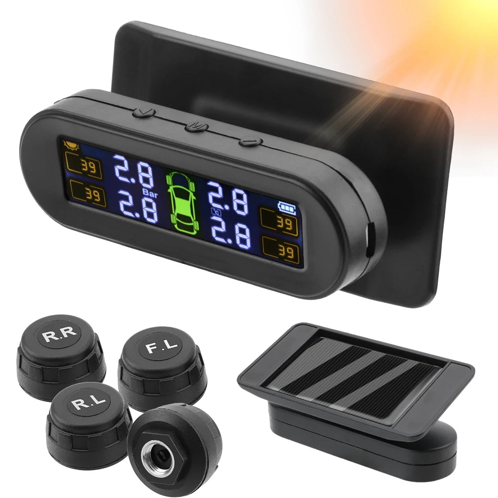Car TPMS Tyre Pressure Monitoring System 4x4 Off Road Solar/USB LCD Display