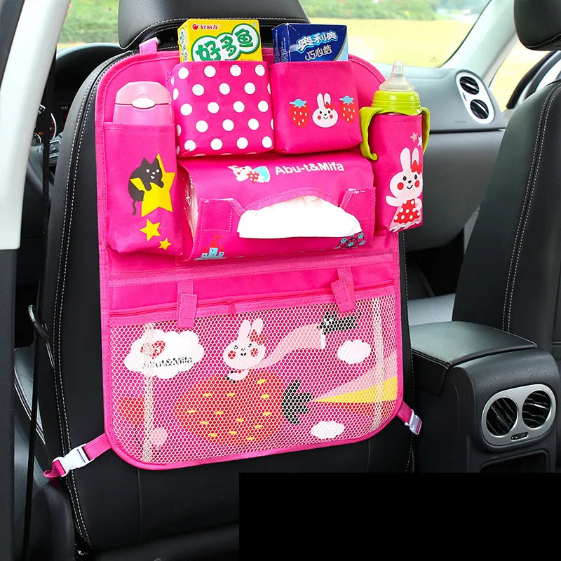 Cartoon Lion Car Seat Back Organizer - Multi-Pocket Travel Bag for Kids
