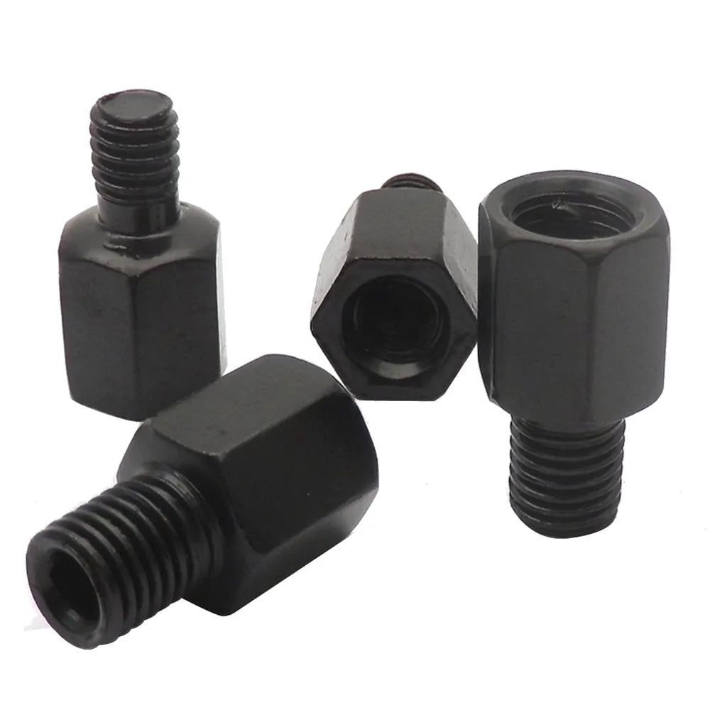 Black Motorcycle Mirror Adapters M10 M8 Right/Left Thread Conversion for Mirrors