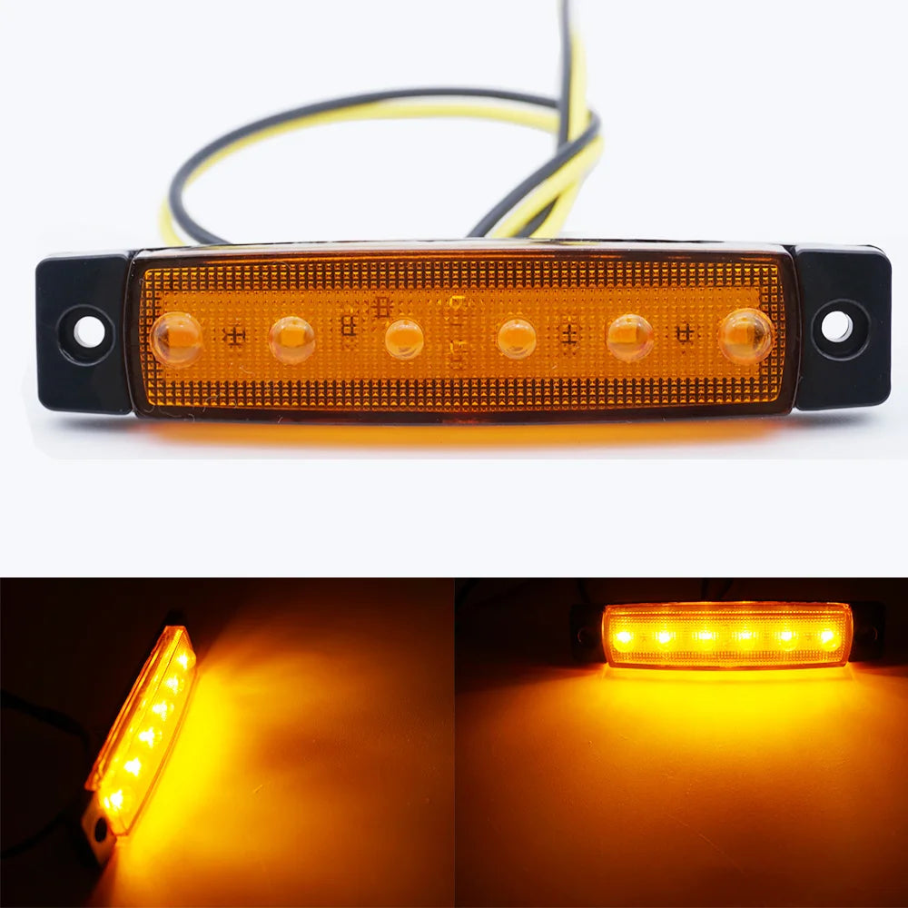 10PCS LED Side Marker Lights 6 SMD 12V/24V Car Truck Trailer Turn Signal Lamp