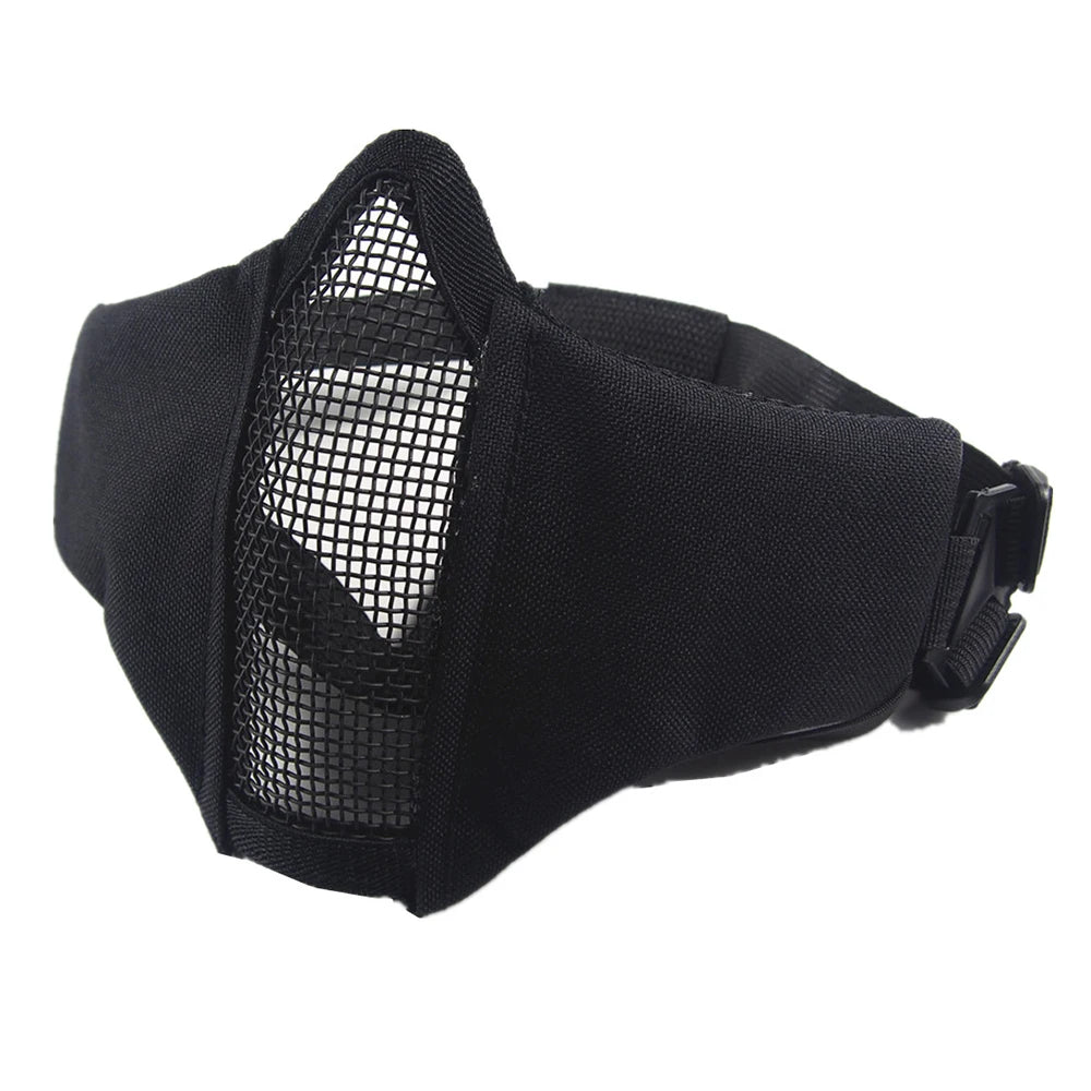 Tactical Airsoft Mask Half Face Steel Mesh Adjustable Face Protection Gear