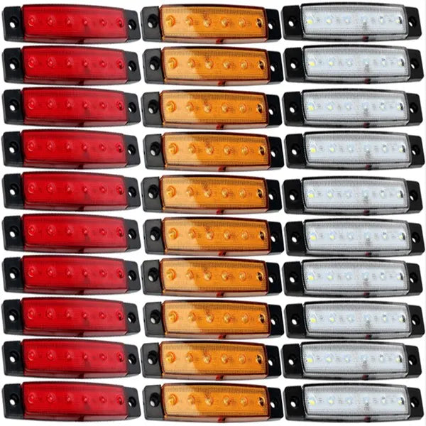 10PCS LED Side Marker Lights 6 SMD 12V/24V Car Truck Trailer Turn Signal Lamp