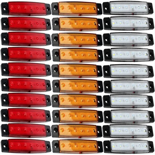 10PCS LED Side Marker Lights 6 SMD 12V/24V Car Truck Trailer Turn Signal Lamp
