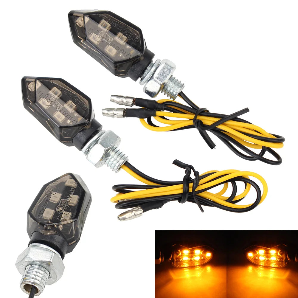 LED Turn Signal Lights 2pcs Amber Motorcycle Mini Indicators Blinker 12V Universal