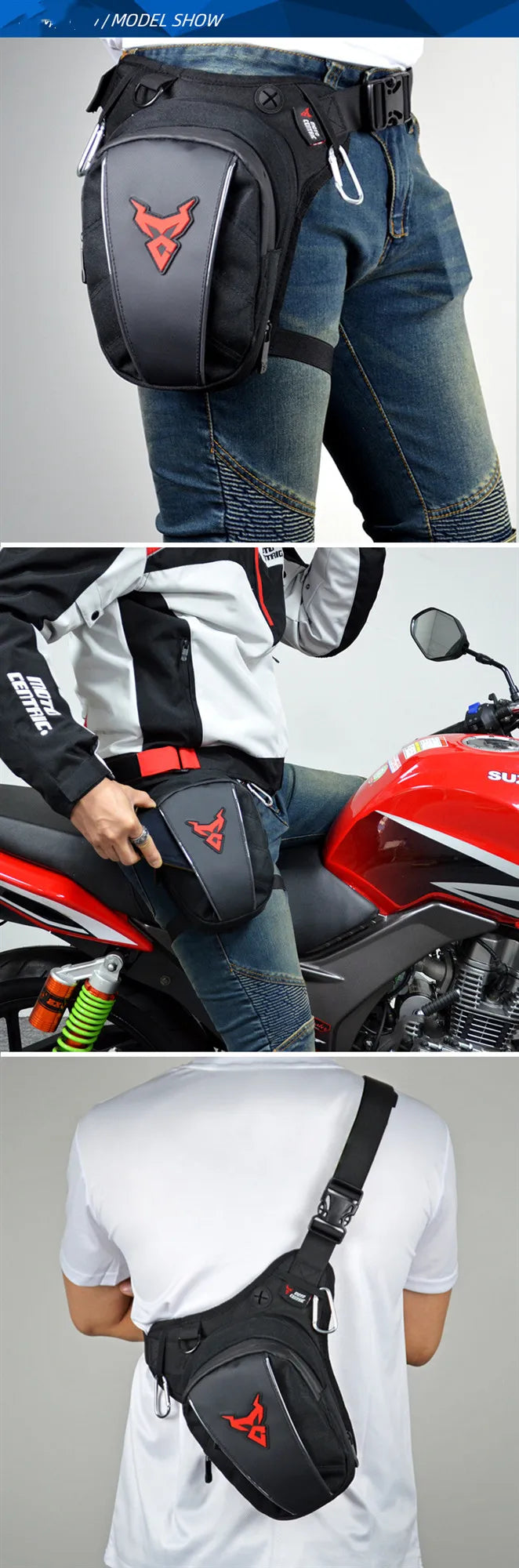 Waterproof Motorcycle Drop Waist Leg Bag Thigh Belt Pack for Riding Touring