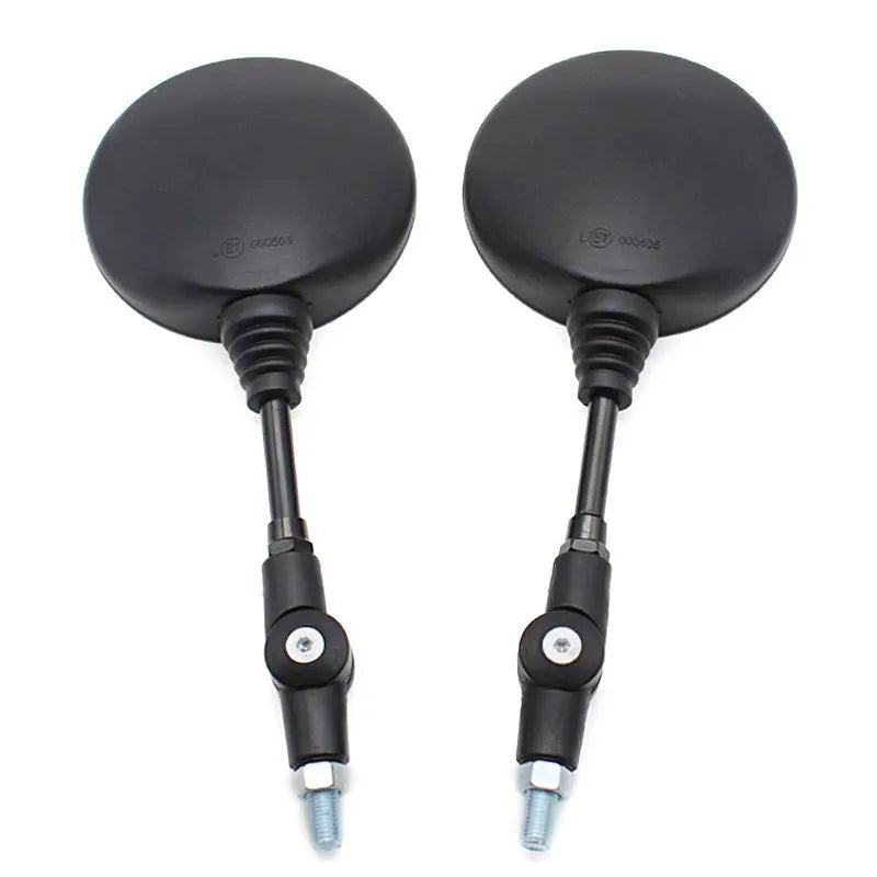 2pcs Foldable Round 10MM Motorcycle Rearview Mirrors - Universal Fit Black