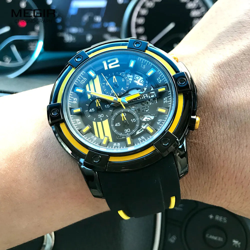 MEGIR Men's Sport Chronograph Watch – Waterproof, Luminous, Silicone Strap