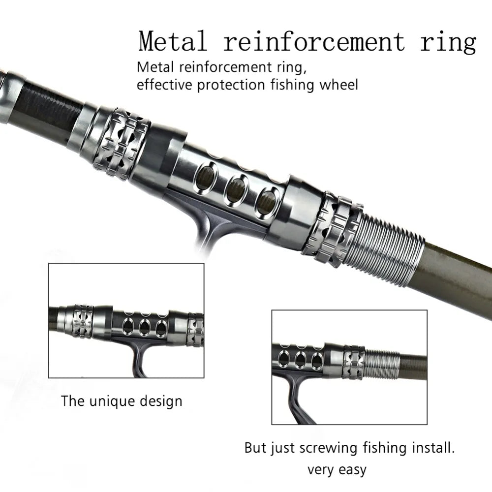1.8-3.3m Carbon Fiber Telescopic Fishing Rod & Reel Combo, Compact - keep in Car