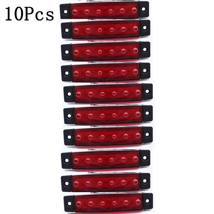 10PCS LED Side Marker Lights 6 SMD 12V/24V Car Truck Trailer Turn Signal Lamp