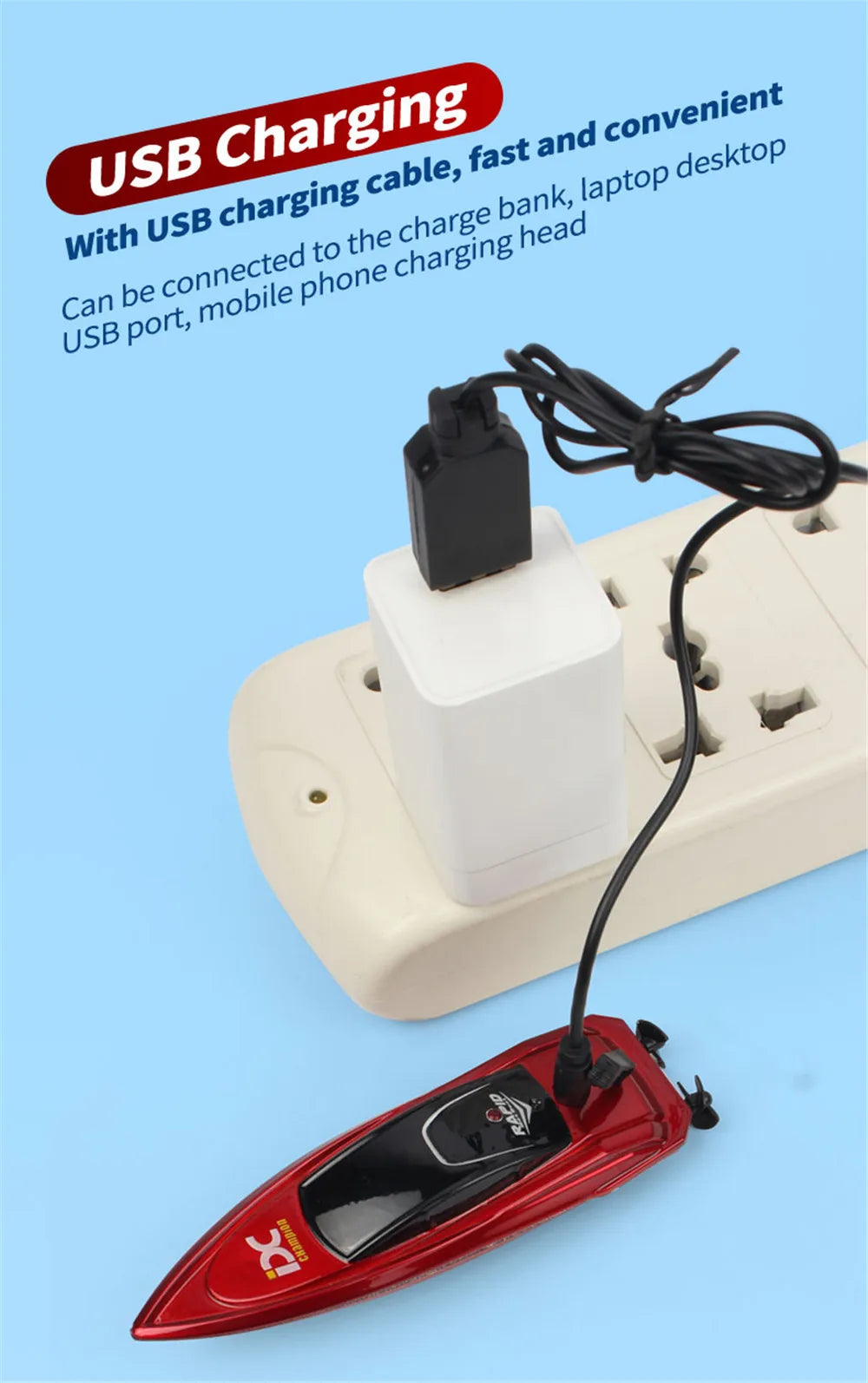 Mini 2.4GHz RC Palm Boat, Bath, sink, Pool Toy, 15min charge, dual prop