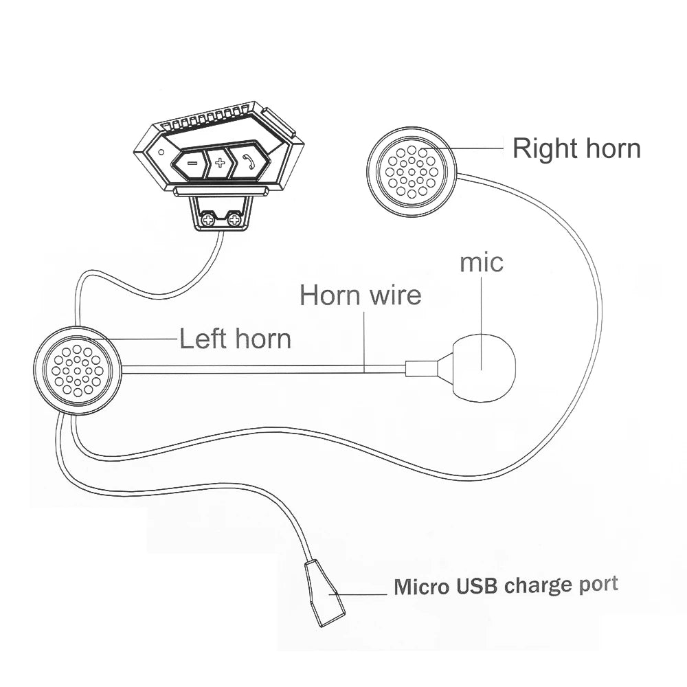 BT12 Bluetooth Motorcycle Helmet Headset Wireless Handsfree Music & Calls