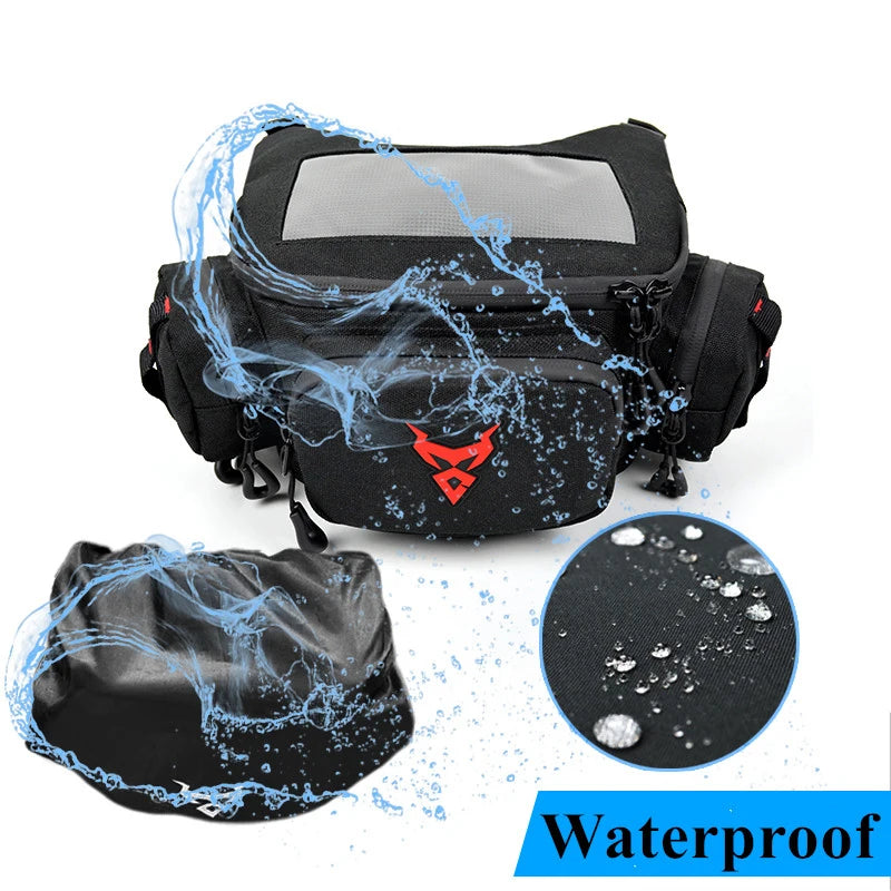 Waterproof Motorcycle Handlebar Bag Waist Bag with Touch Screen for GPS