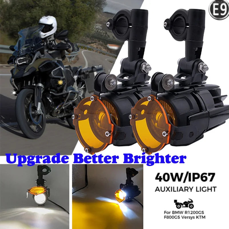 LED Auxiliary Fog / spot Lights BMW R1200GS R1250GS F800GS F850GS Adv Yellow