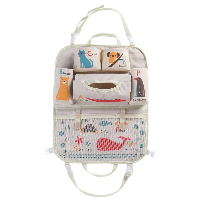Cartoon Baby Car Seat Back Storage Bag | Large Capacity Toddler Organizer