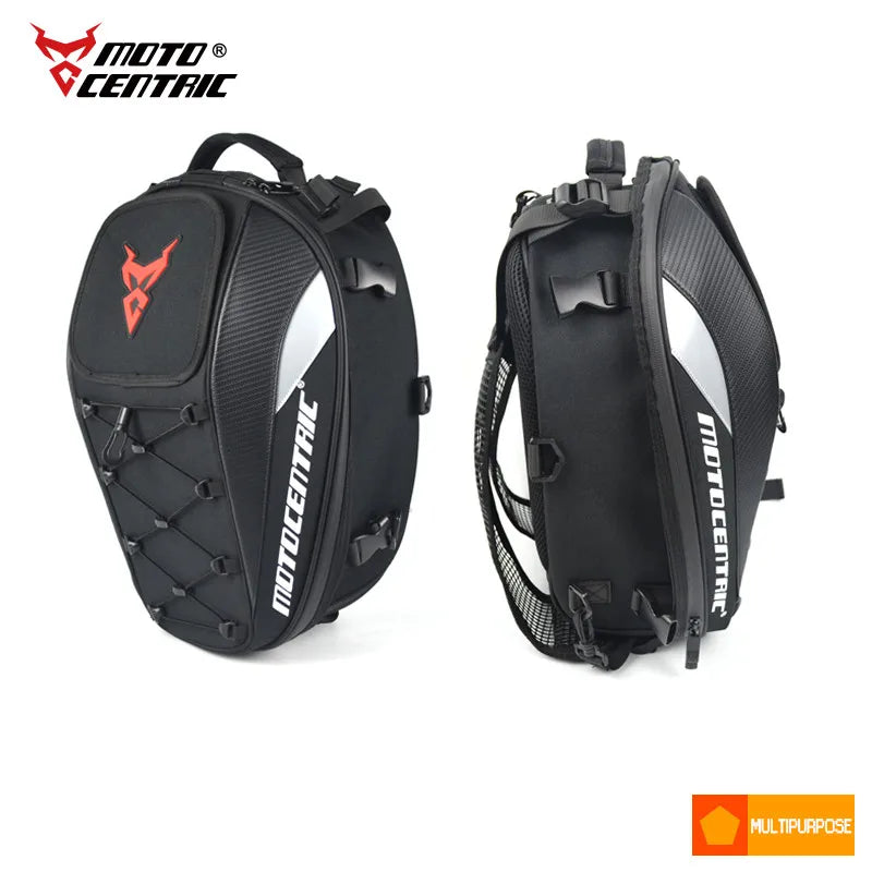 37L Motorcycle Tail Bag Waterproof Rear Seat Backpack Helmet Storage expandable